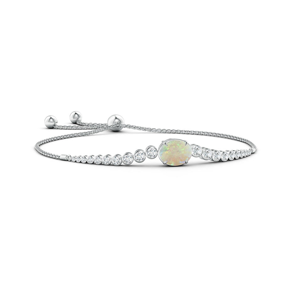 Oval Opal Bolo Bracelet with Bezel Diamonds