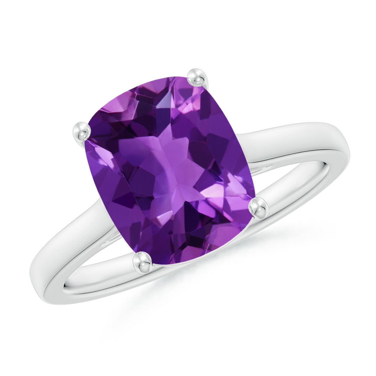 2.5 MM Capital "P" Diamond Initial Ring with Bezel-Set Amethyst in 18K Yellow Gold