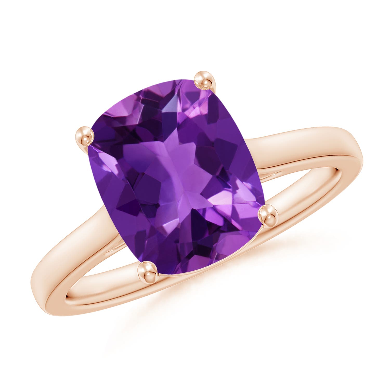 0.31 CTW Solitaire Amethyst Bypass Promise Ring with Diamond Accents in 14K Yellow Gold
