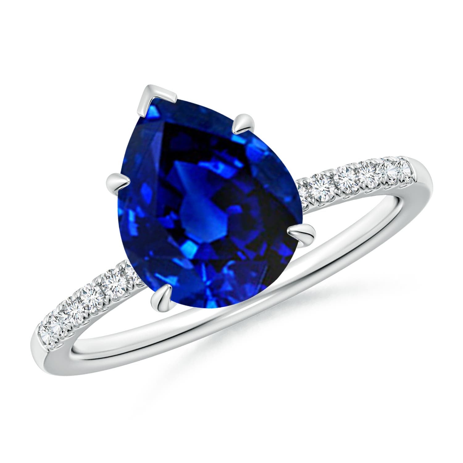 0.48 CTW Oval Emerald Bypass Engagement Ring with Trio Diamond Accents in 18K White Gold