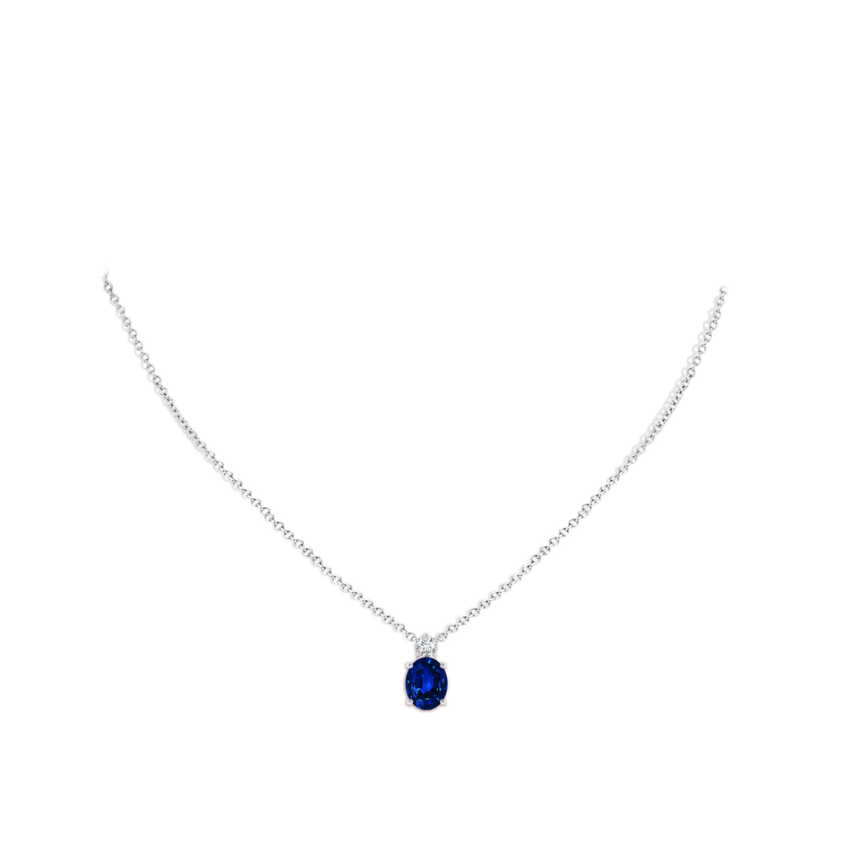 Lab-Grown Oval Sapphire Solitaire Pendant with Lab Diamond
