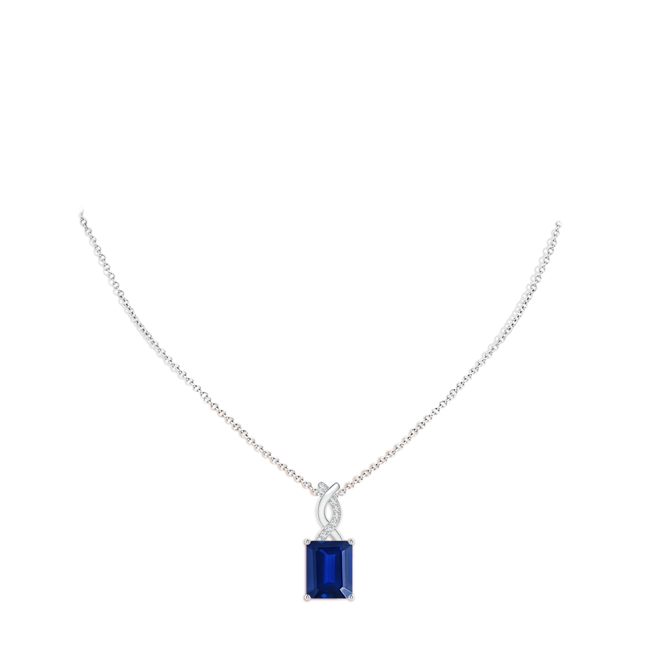 Lab-Grown Sapphire Pendant with Lab Diamond Entwined Bale