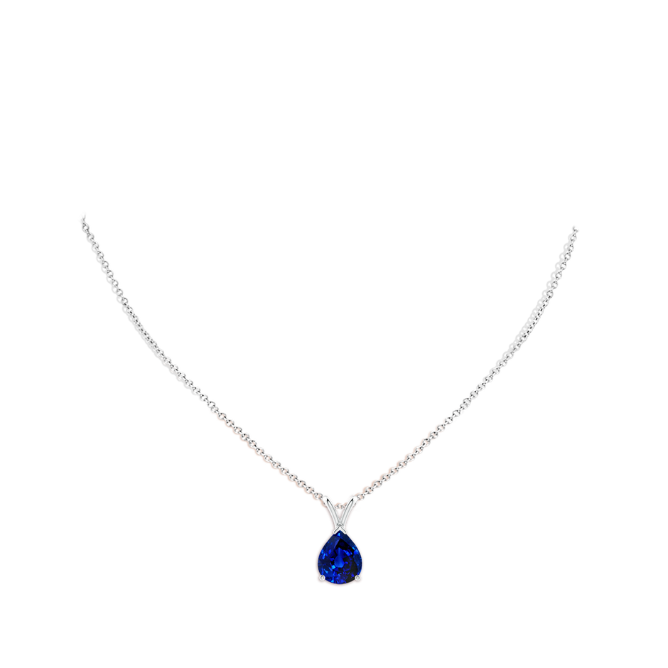 Lab-Grown V-Bale Pear-Shaped Blue Sapphire Solitaire Pendant