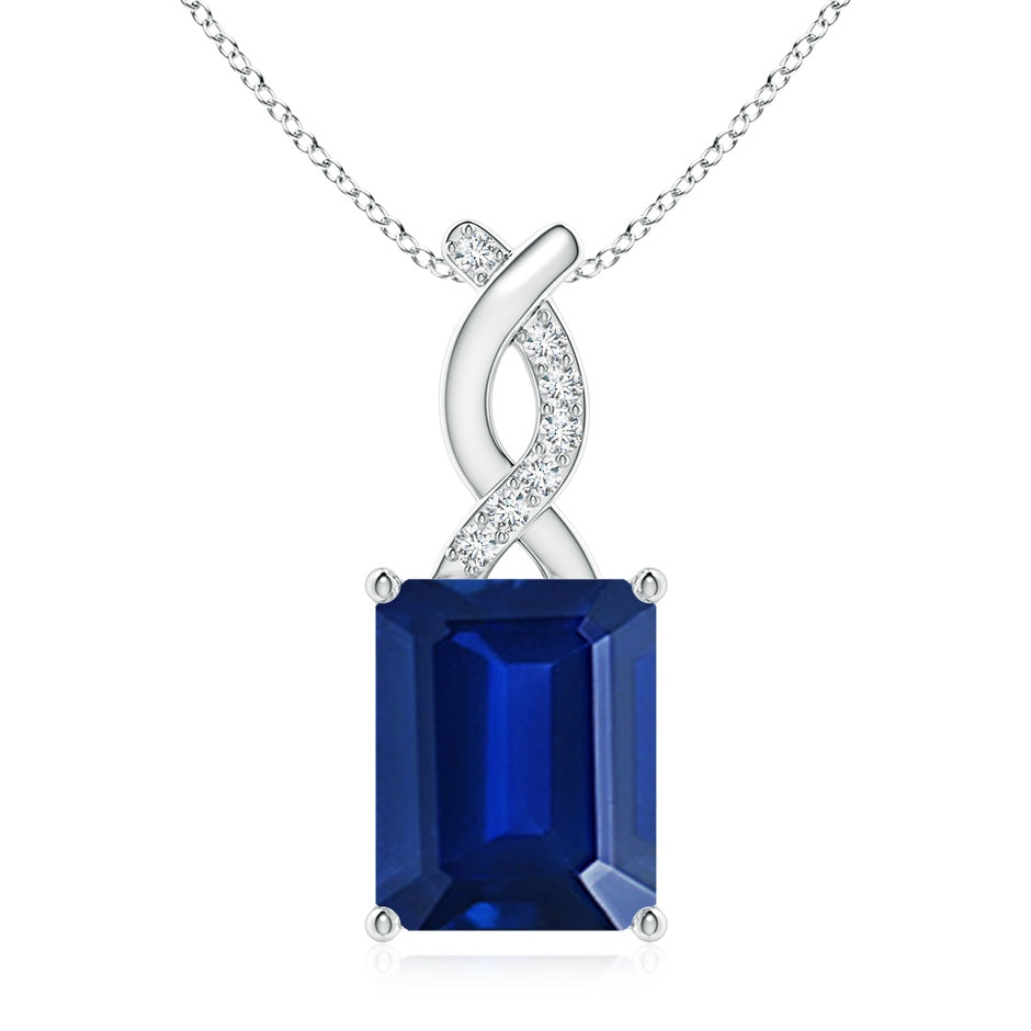 Lab-Grown Sapphire Pendant with Lab Diamond Entwined Bale