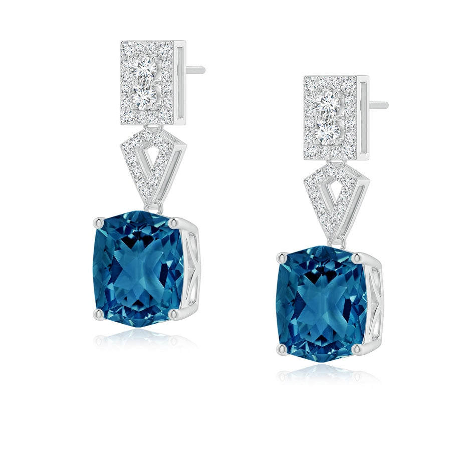 Rectangular Cushion London Blue Topaz Statement Earrings