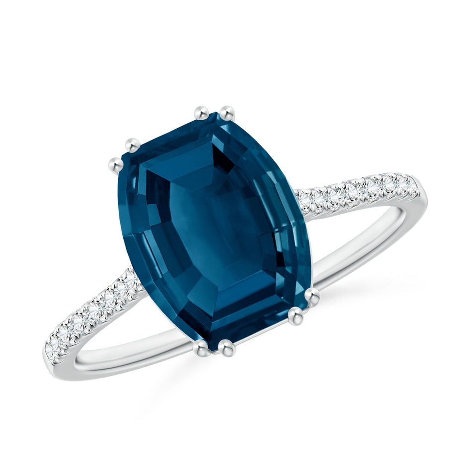Barrel-Shaped London Blue Topaz Solitaire Ring