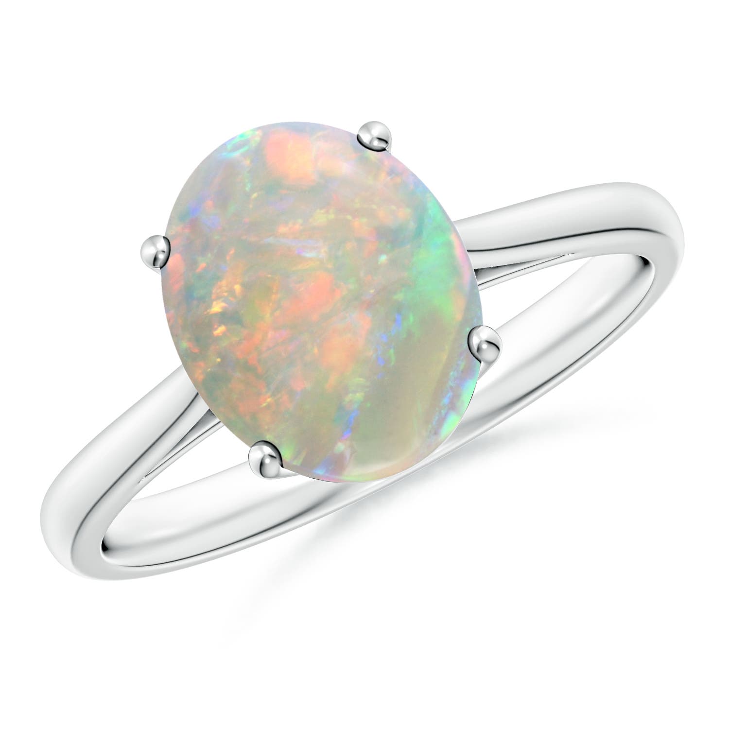 0.72 CTW Semi Bezel Dome Peridot Ring with Diamond Accents in 14K White Gold