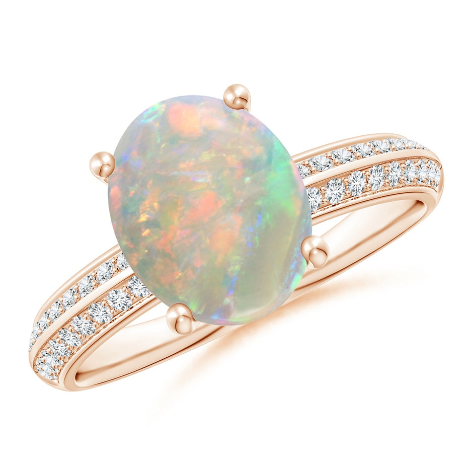 Classic Oval Opal Knife Edge Ring