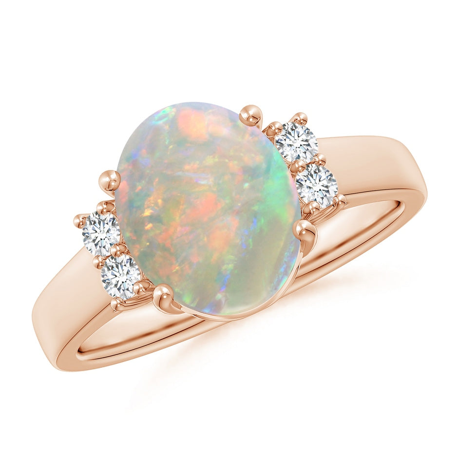 Oval-Shaped Opal Solitaire Ring with Diamond Accents