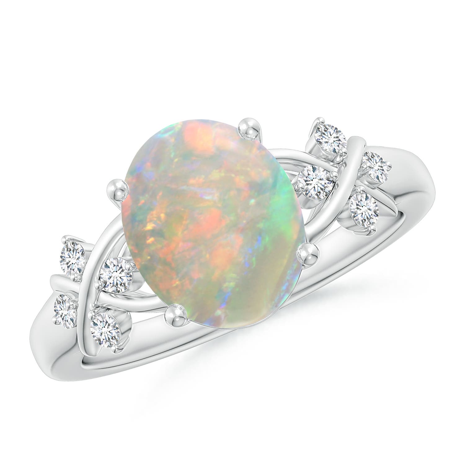 1.3 CTW Vintage Style Bezel-Set Oval Pink Tourmaline Ring in 14K White Gold