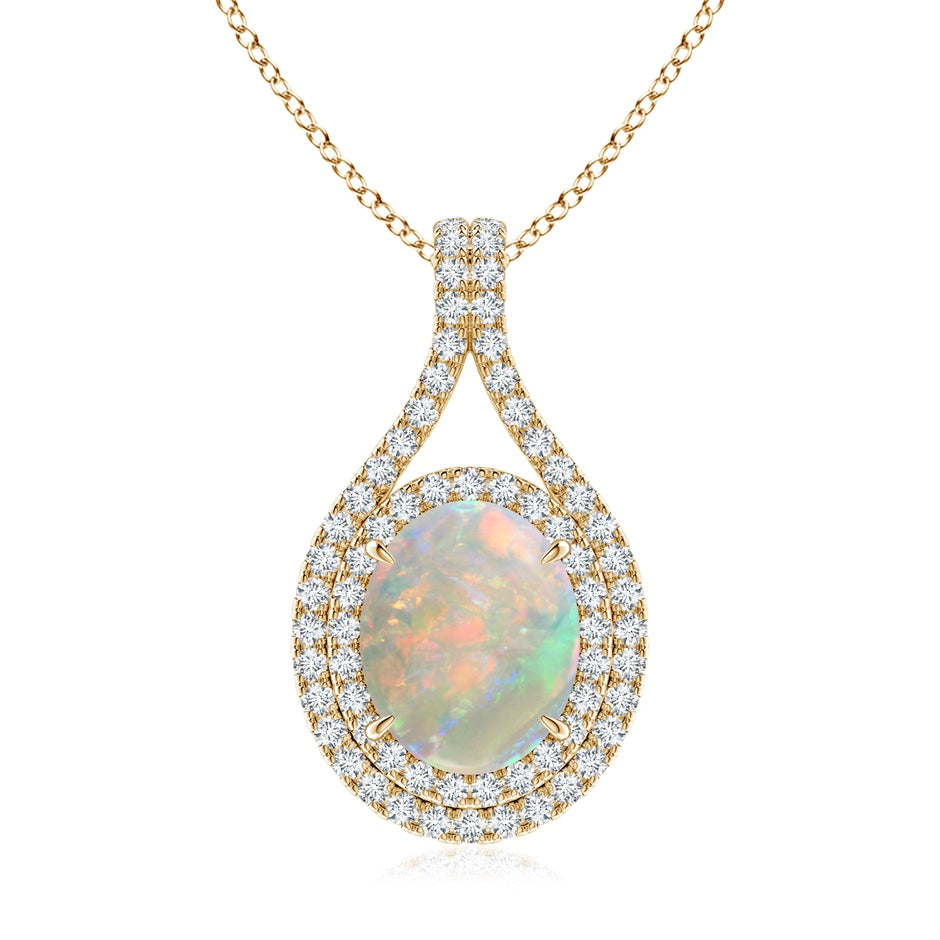 Oval Opal Double Halo Loop Pendant