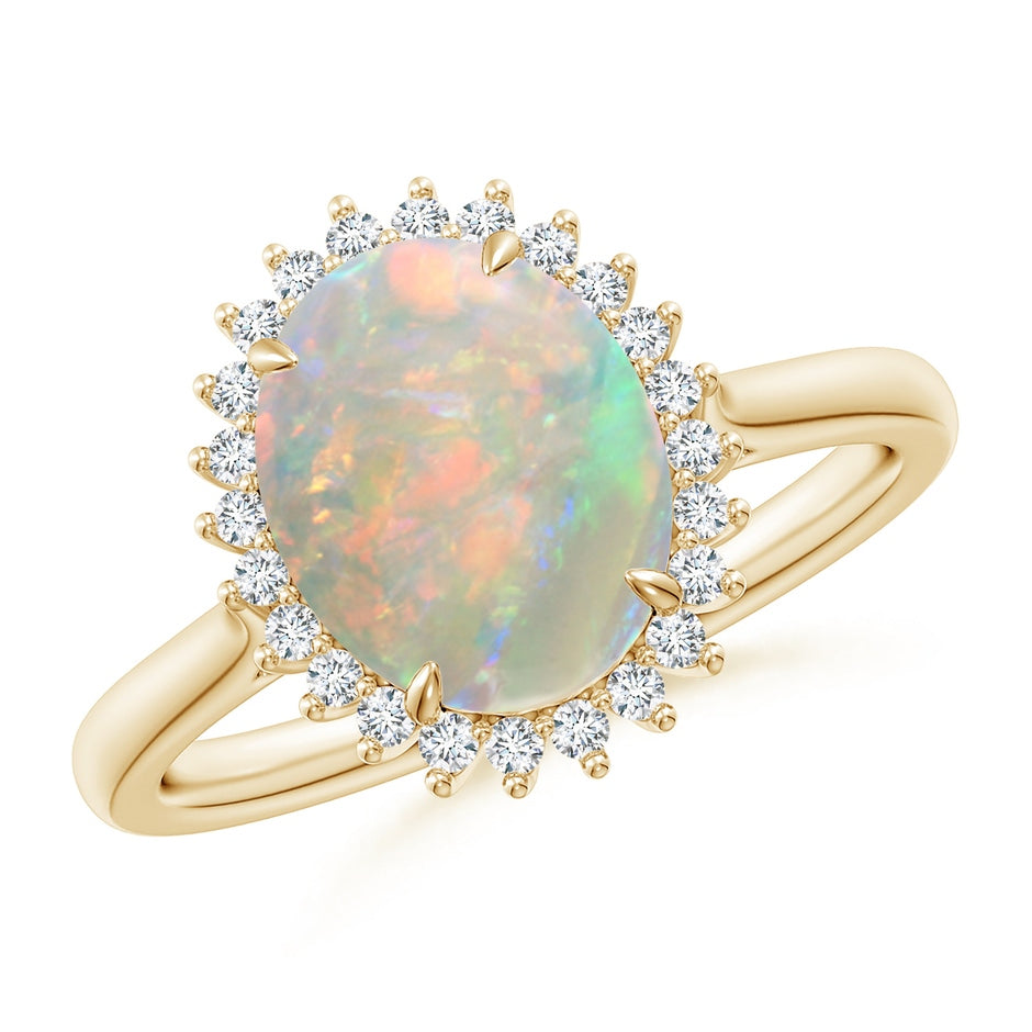 Classic Oval Opal Floral Halo Ring
