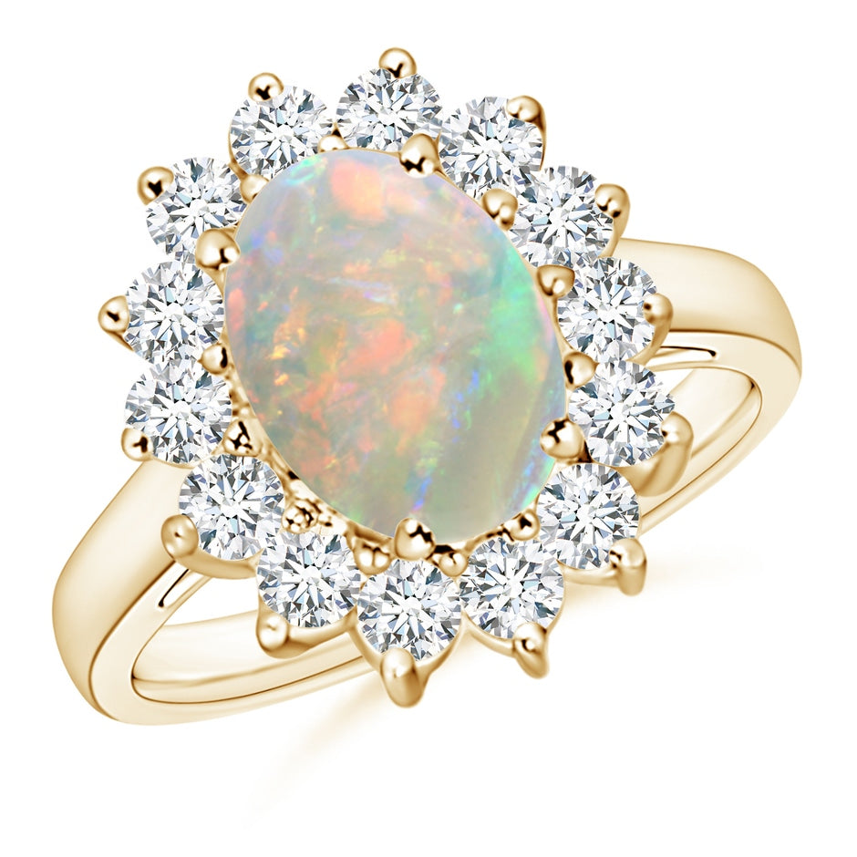 Princess Diana Inspired Opal Ring with Diamond Halo