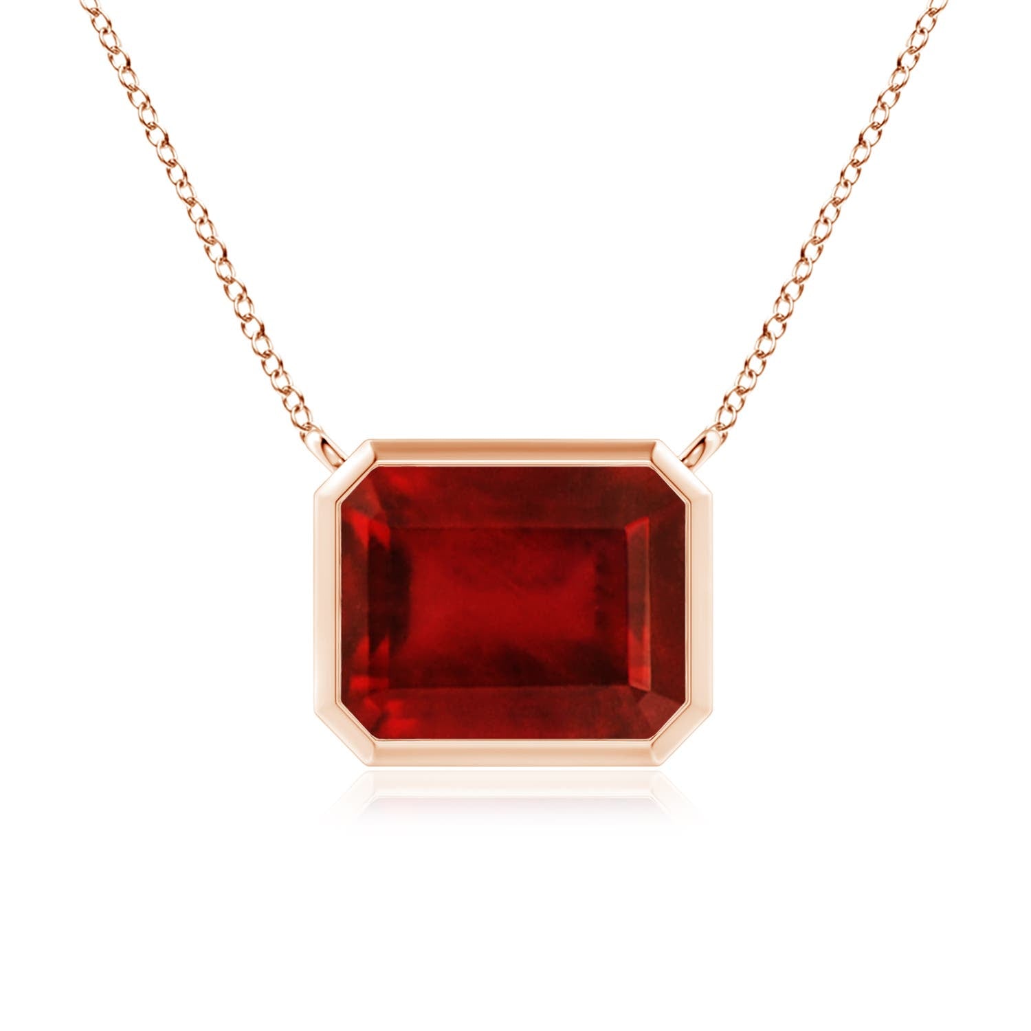 4.0 CTW East-West Bezel-Set Emerald-Cut Ruby Pendant in 14K Rose Gold