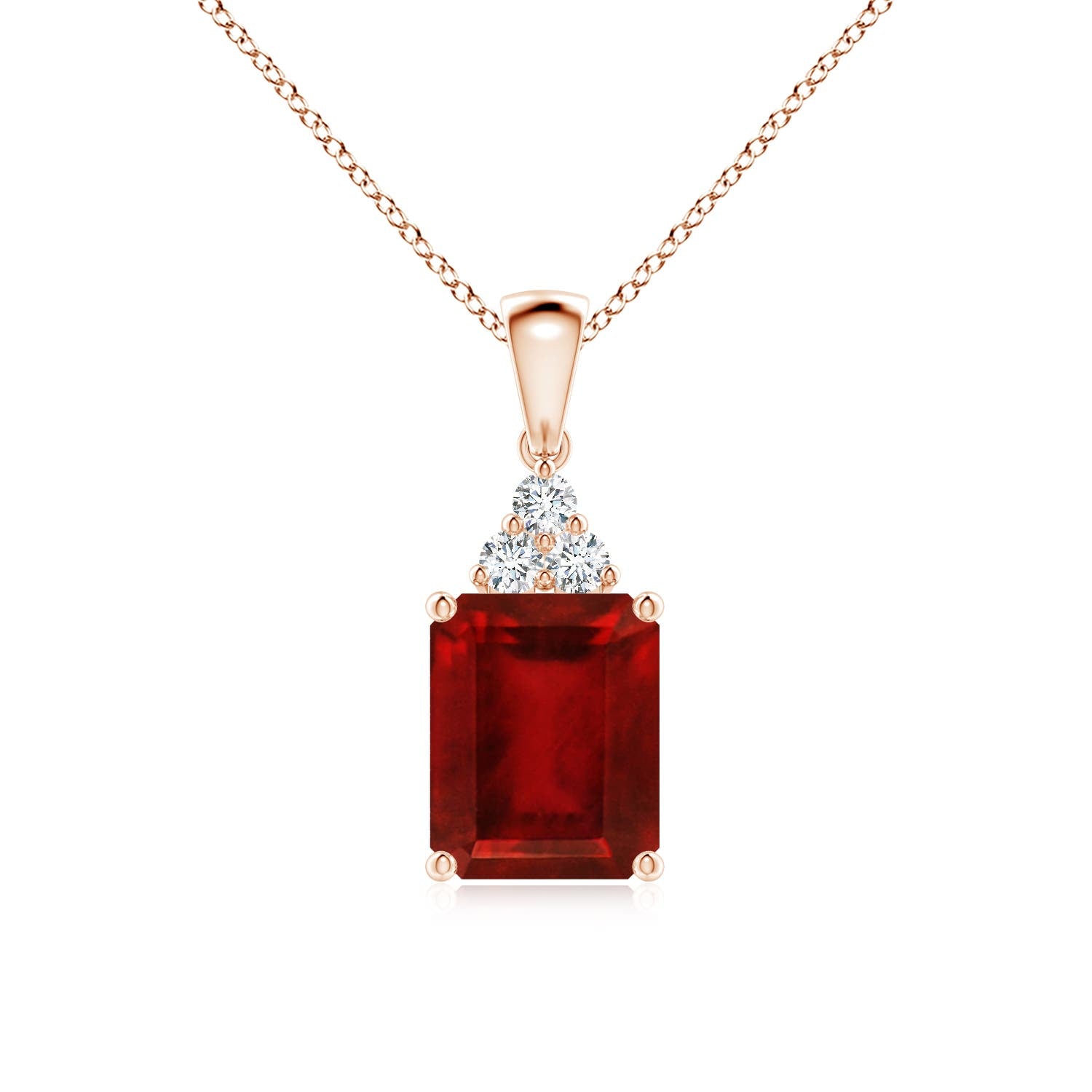 4.0 CTW East-West Bezel-Set Emerald-Cut Ruby Pendant in 18K White Gold