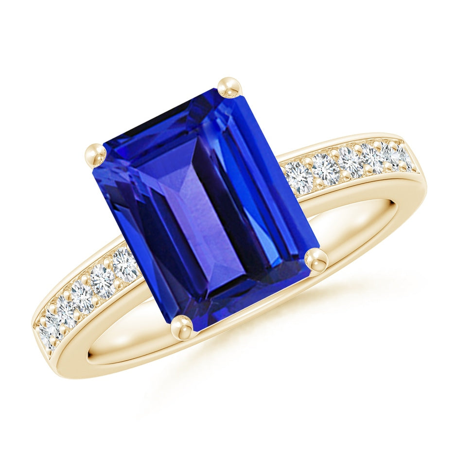 Octagonal Tanzanite Cocktail Ring with Diamonds