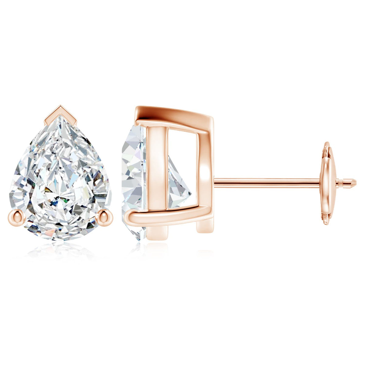 2.53 CTW Lab-Grown Pear Diamond Halo Drop Earrings with Bezel-Set Accents in 18K Rose Gold