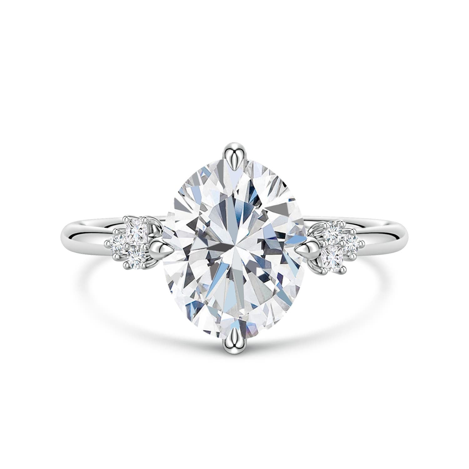 0.52 CTW Solitaire Fancy Intense Pink Diamond Tapered Shank Engagement Ring with Accents in Platinum