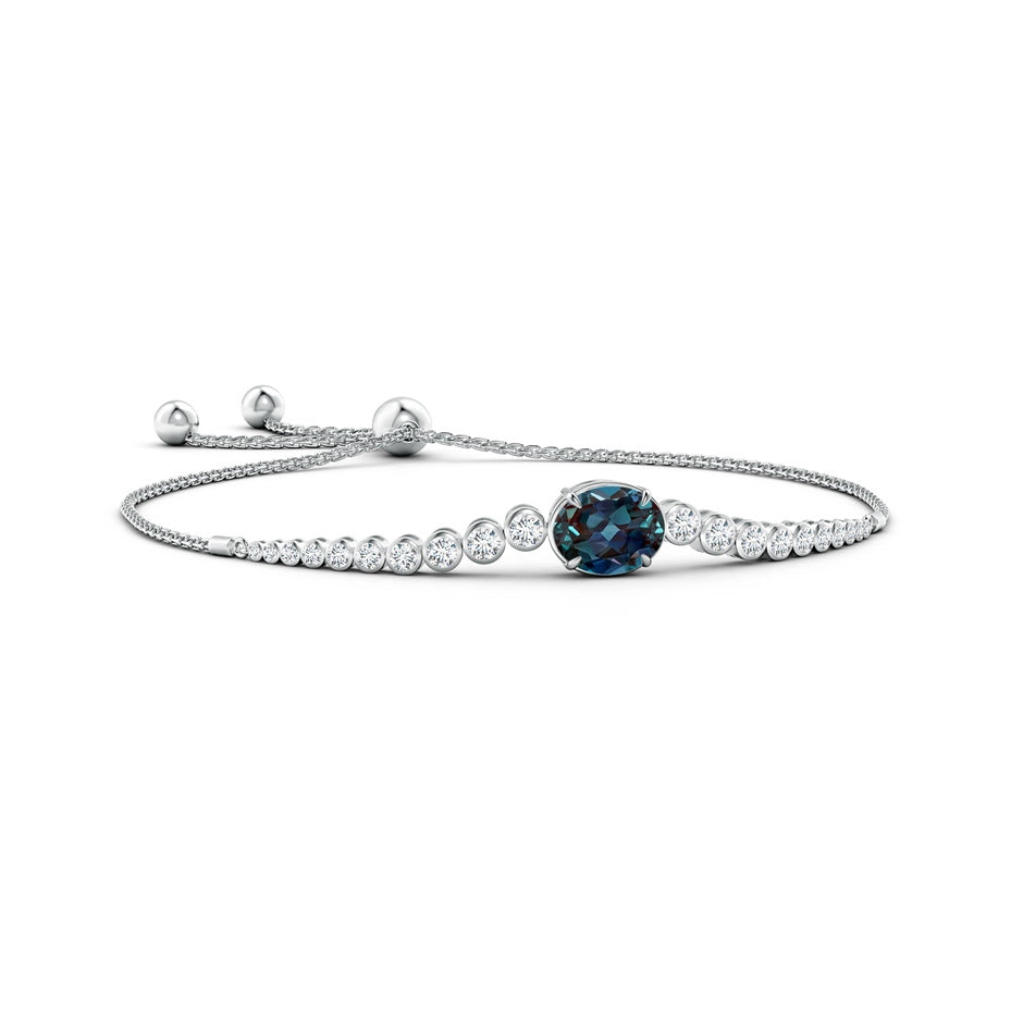 Oval Lab-Grown Alexandrite Bolo Bracelet with Bezel Diamonds