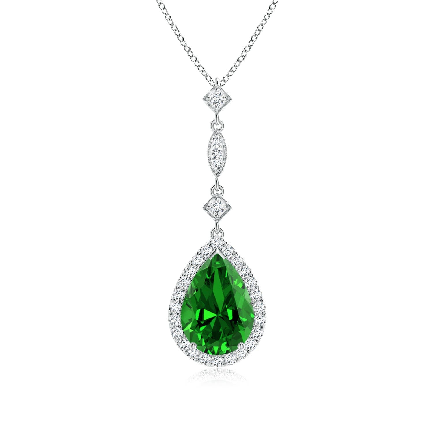 1.05 CTW Oval Sapphire Pendant with Floral Diamond Halo in 14K Yellow Gold