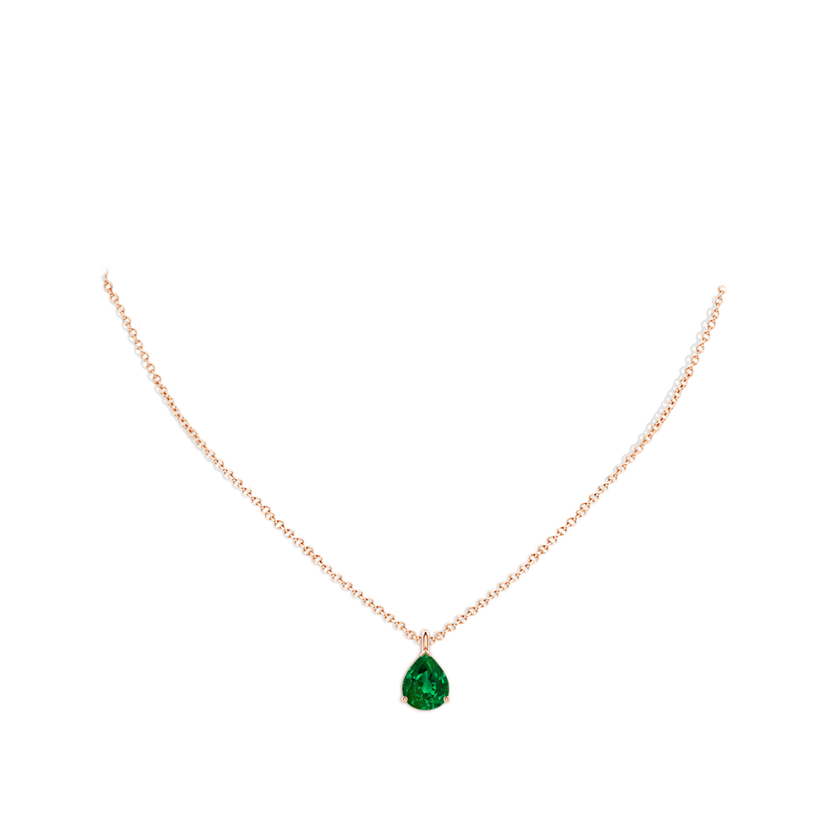 Lab-Grown Solitaire Pear Emerald Classic Pendant