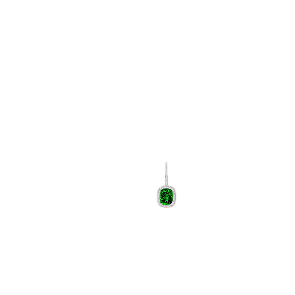 Lab-Grown Cushion Emerald Leverback Earrings with Lab Diamond Halo