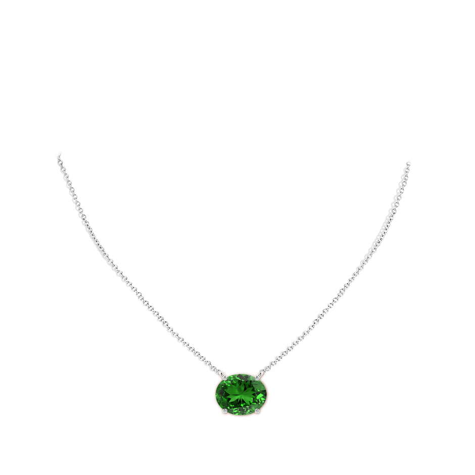 Lab-Grown East-West Oval Emerald Solitaire Pendant