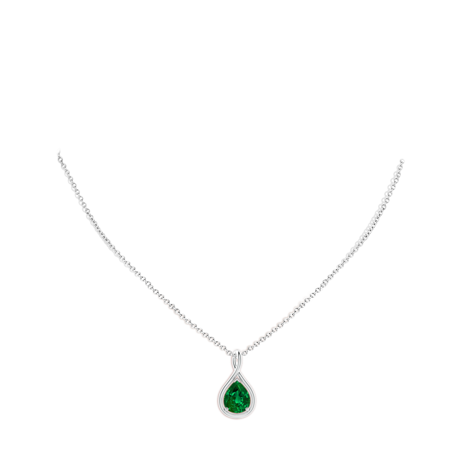 Lab-Grown Solitaire Pear Emerald Twist Bale Pendant
