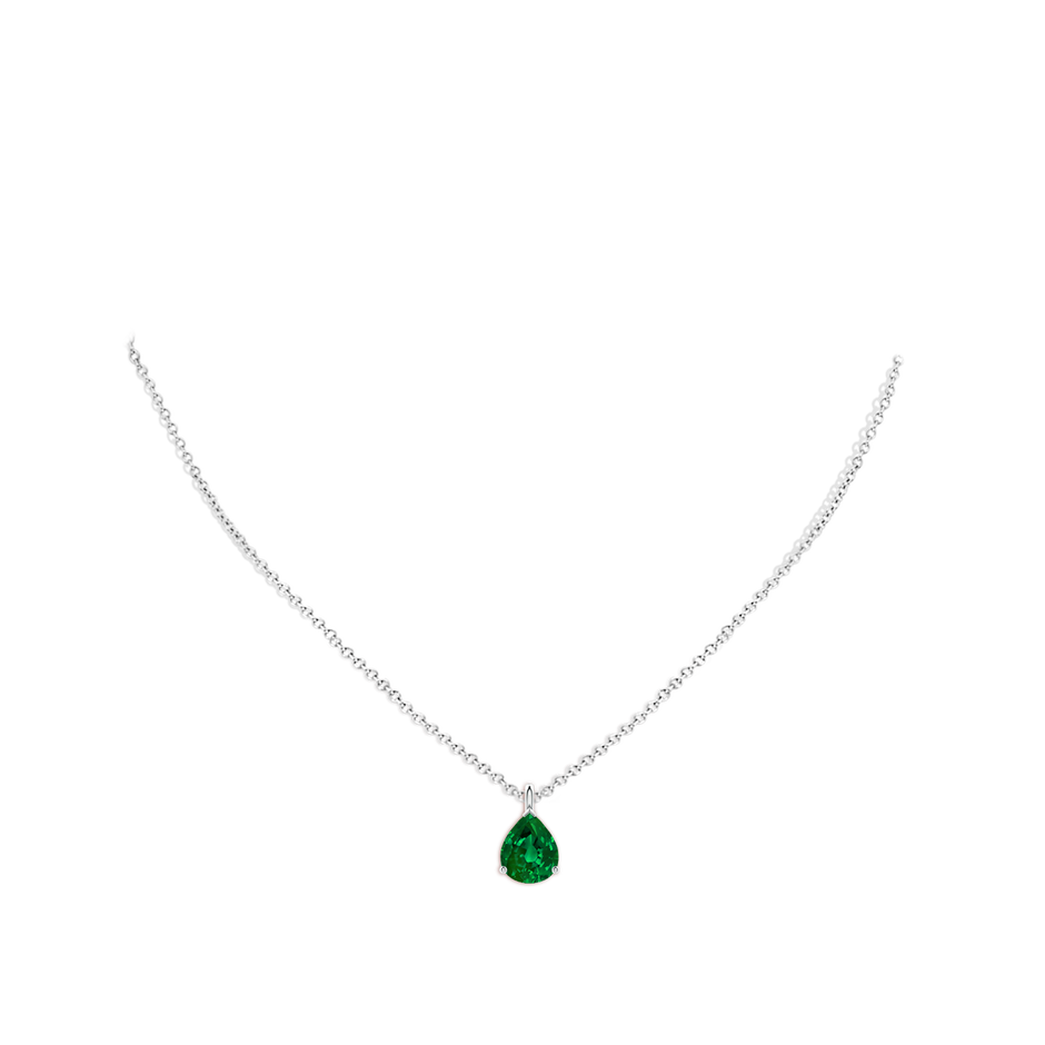 Lab-Grown Solitaire Pear Emerald Classic Pendant