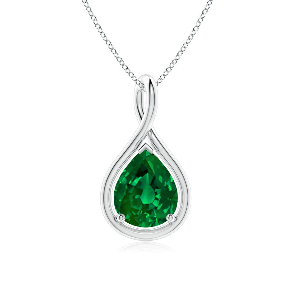 Lab-Grown Solitaire Pear Emerald Twist Bale Pendant