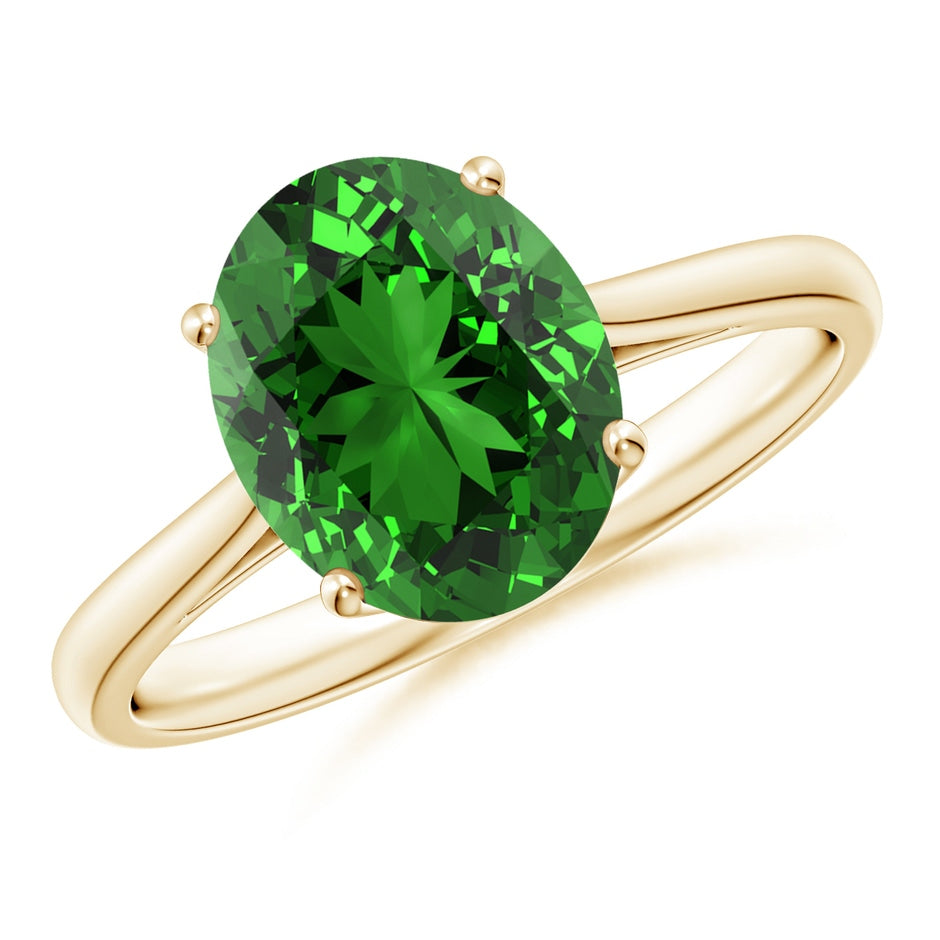 Lab-Grown Oval Solitaire Emerald Cocktail Ring
