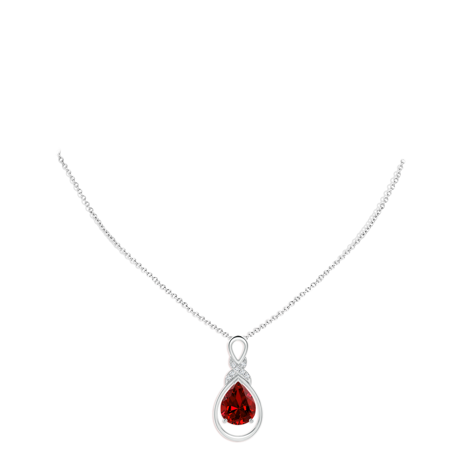 Lab-Grown Ruby Infinity Pendant with Lab Diamond 'X' Motif