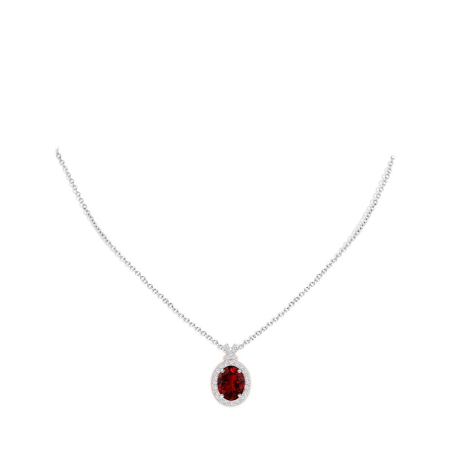 Lab-Grown Vintage Style Ruby Pendant with Lab Diamond Halo