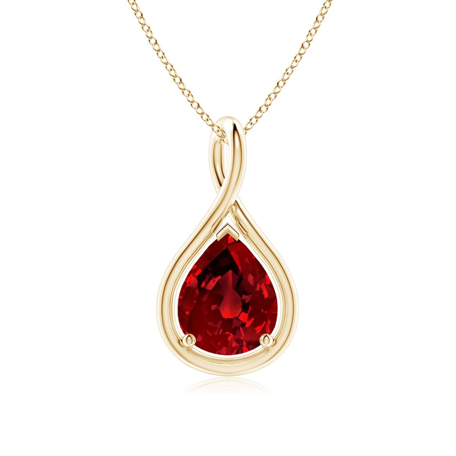 Lab-Grown Solitaire Pear Ruby Twist Bale Pendant