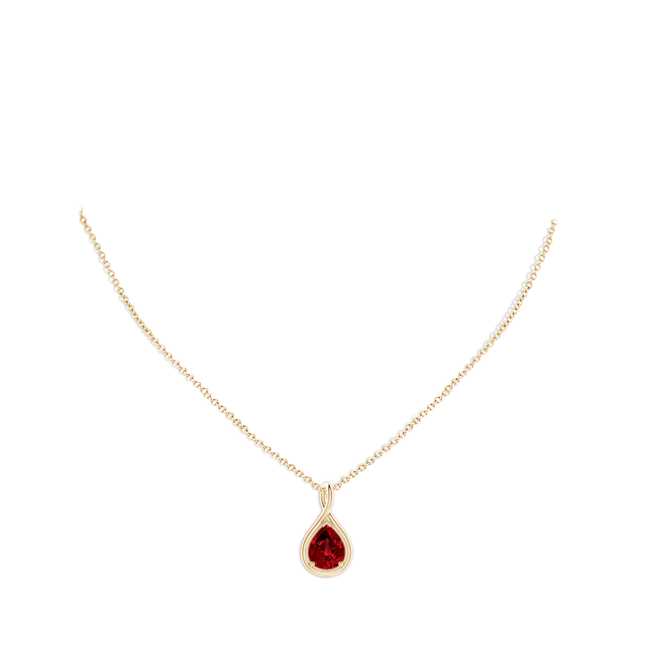 Lab-Grown Solitaire Pear Ruby Twist Bale Pendant