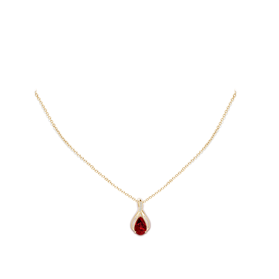Pear Lab-Grown Ruby Infinity Twist Pendant with Diamonds