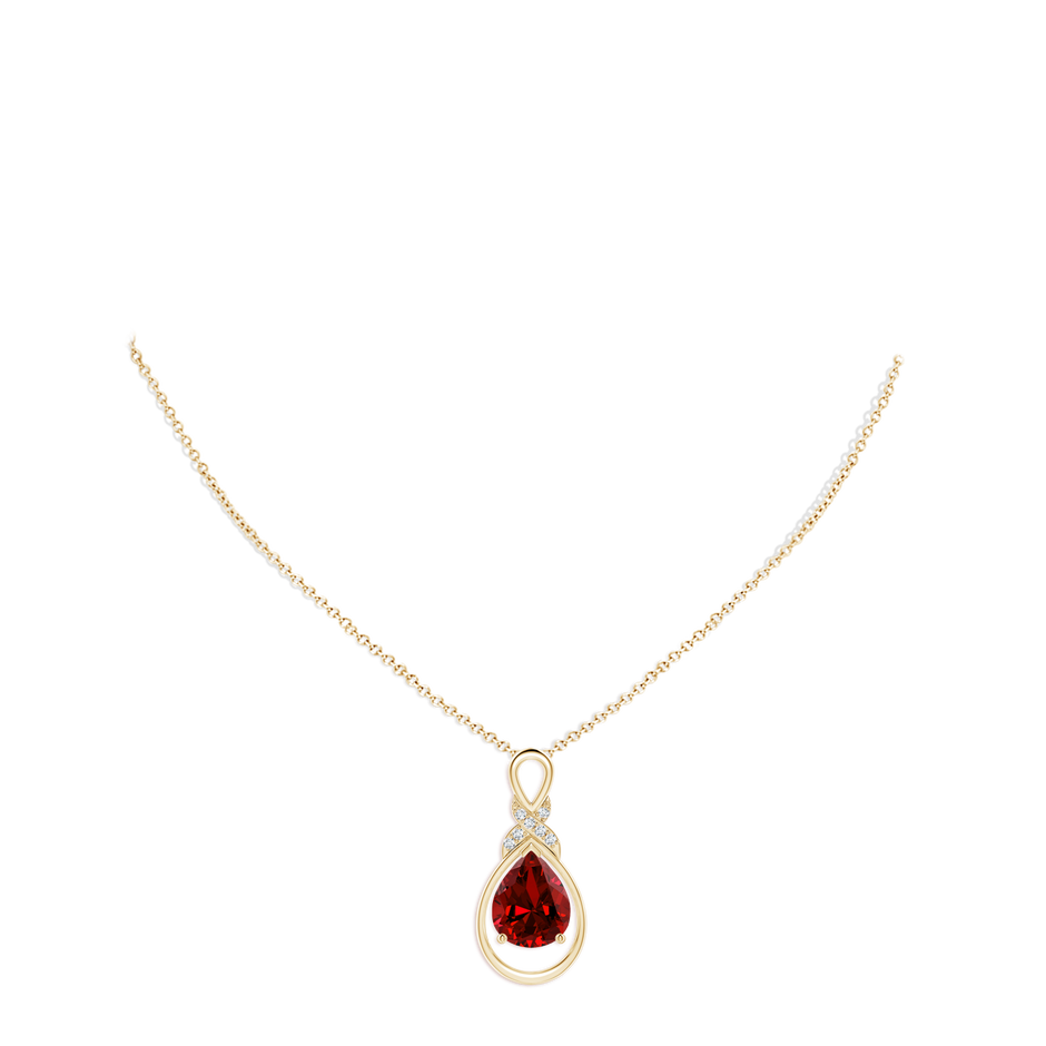 Lab-Grown Ruby Infinity Pendant with Lab Diamond 'X' Motif