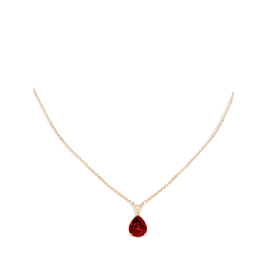 Lab-Grown V-Bale Pear-Shaped Ruby Solitaire Pendant
