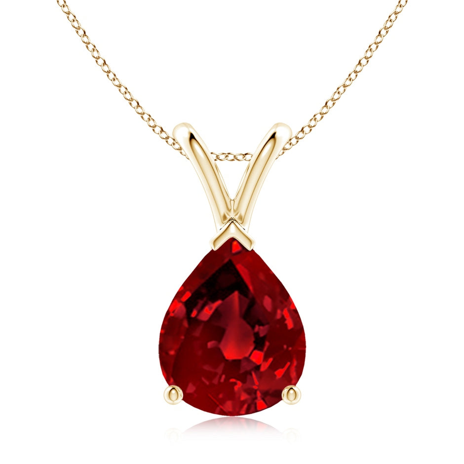 Lab-Grown V-Bale Pear-Shaped Ruby Solitaire Pendant