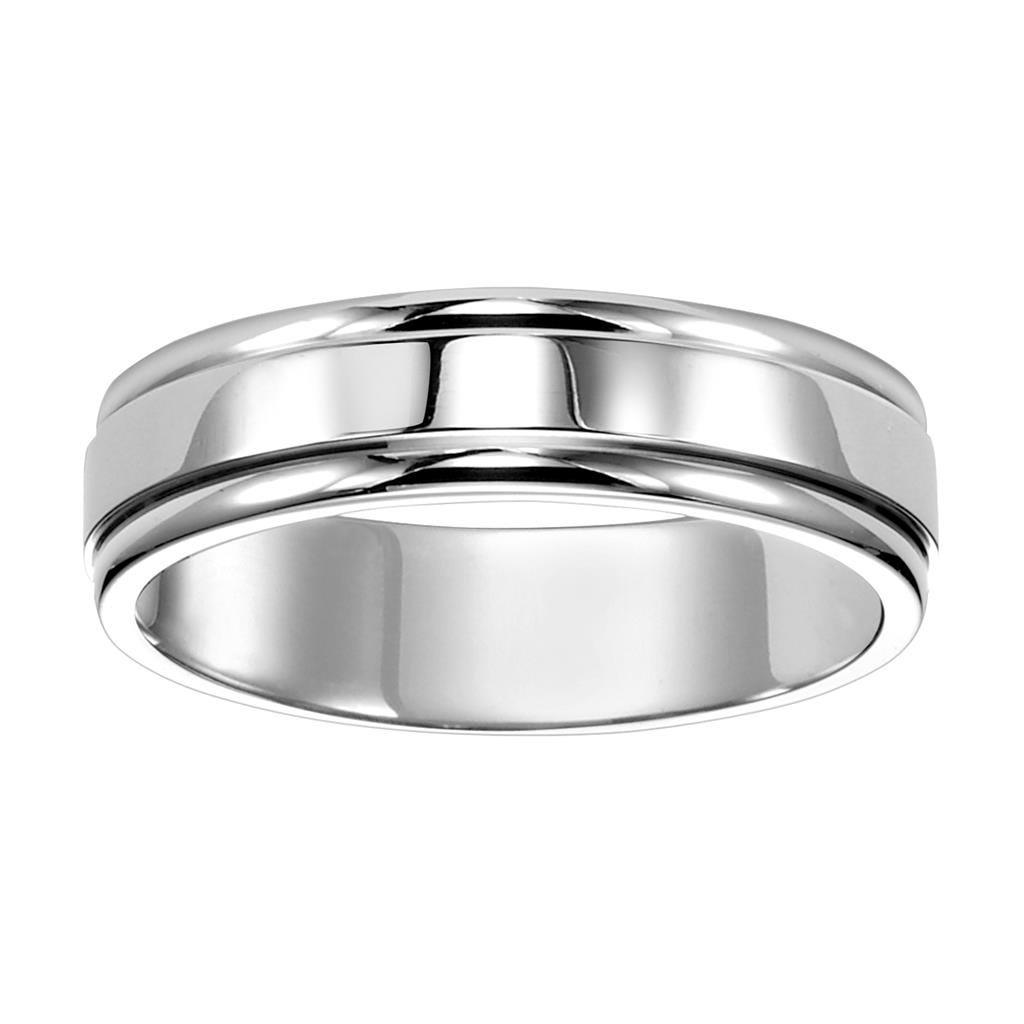 14k White Gold Polished Finish Ring with Round Edges - 6mm