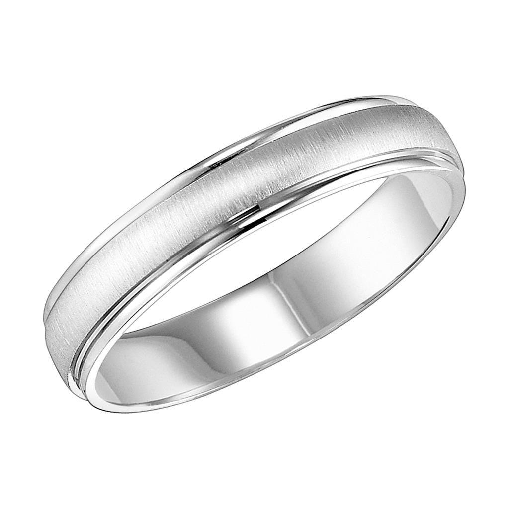 14k White Gold Brushed Finished Women’s Wedding Band With Polished Round Edges - 4.5mm - 8.5mm