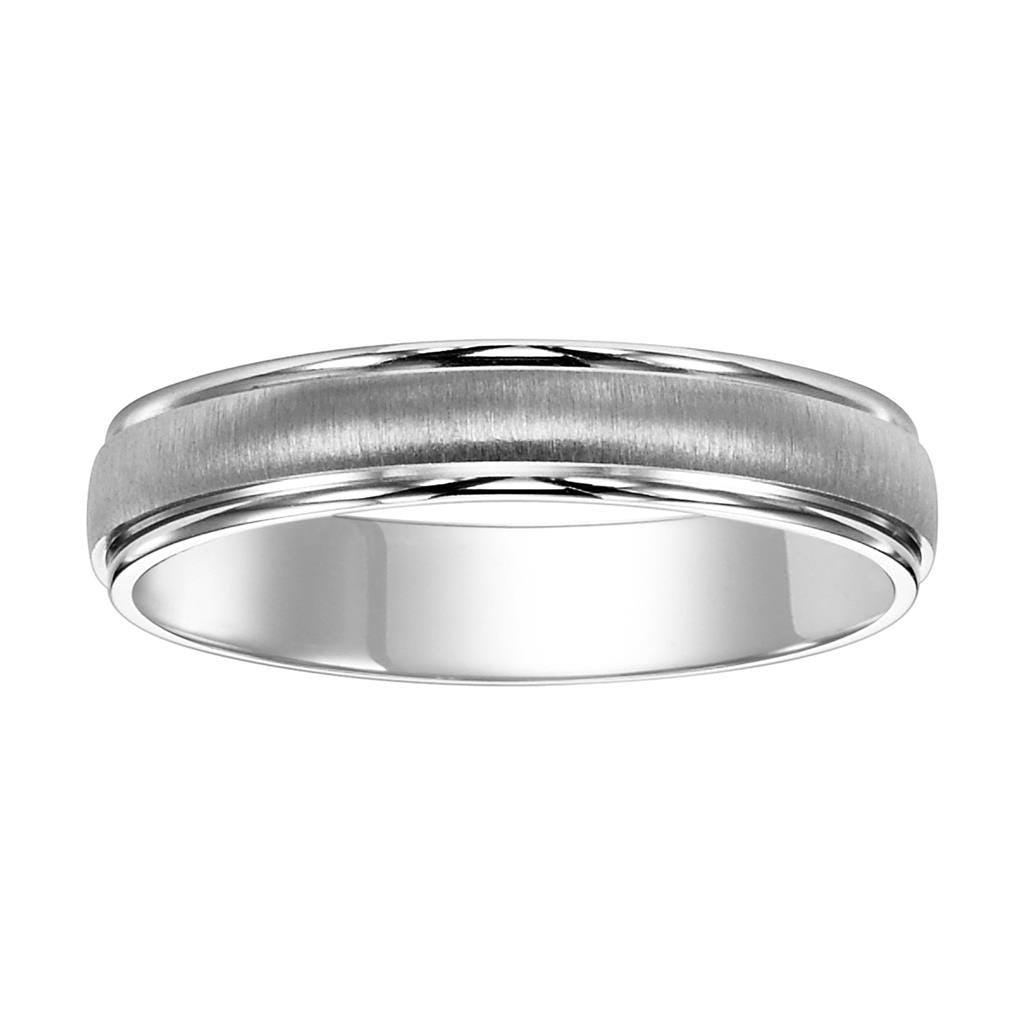 14k White Gold Brushed Finished Women’s Wedding Band With Polished Round Edges - 4.5mm - 8.5mm