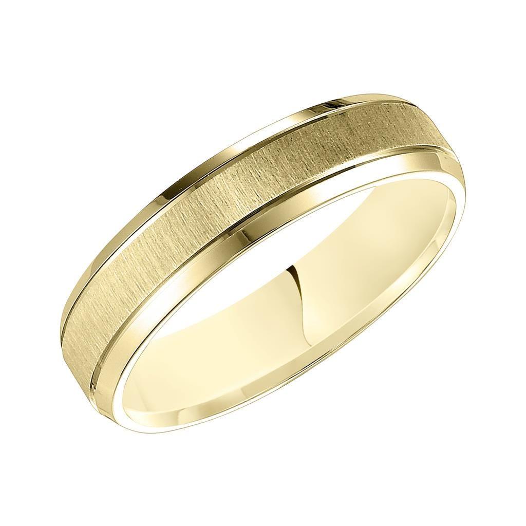 14k Yellow Gold Satin Finished Women’s Wedding Band with Polished Beveled Edges - 4mm - 8mm
