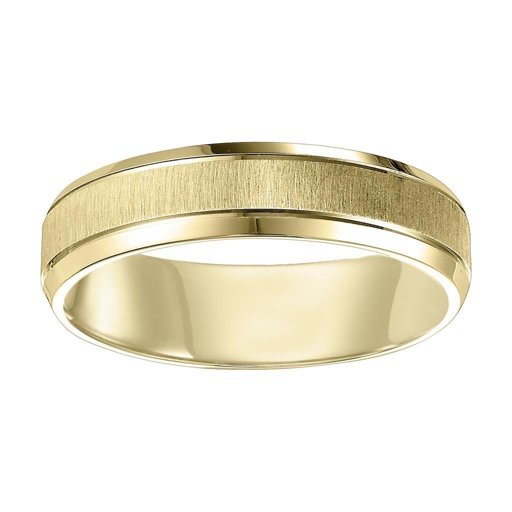 14k Yellow Gold Satin Finished Women’s Wedding Band with Polished Beveled Edges - 4mm - 8mm