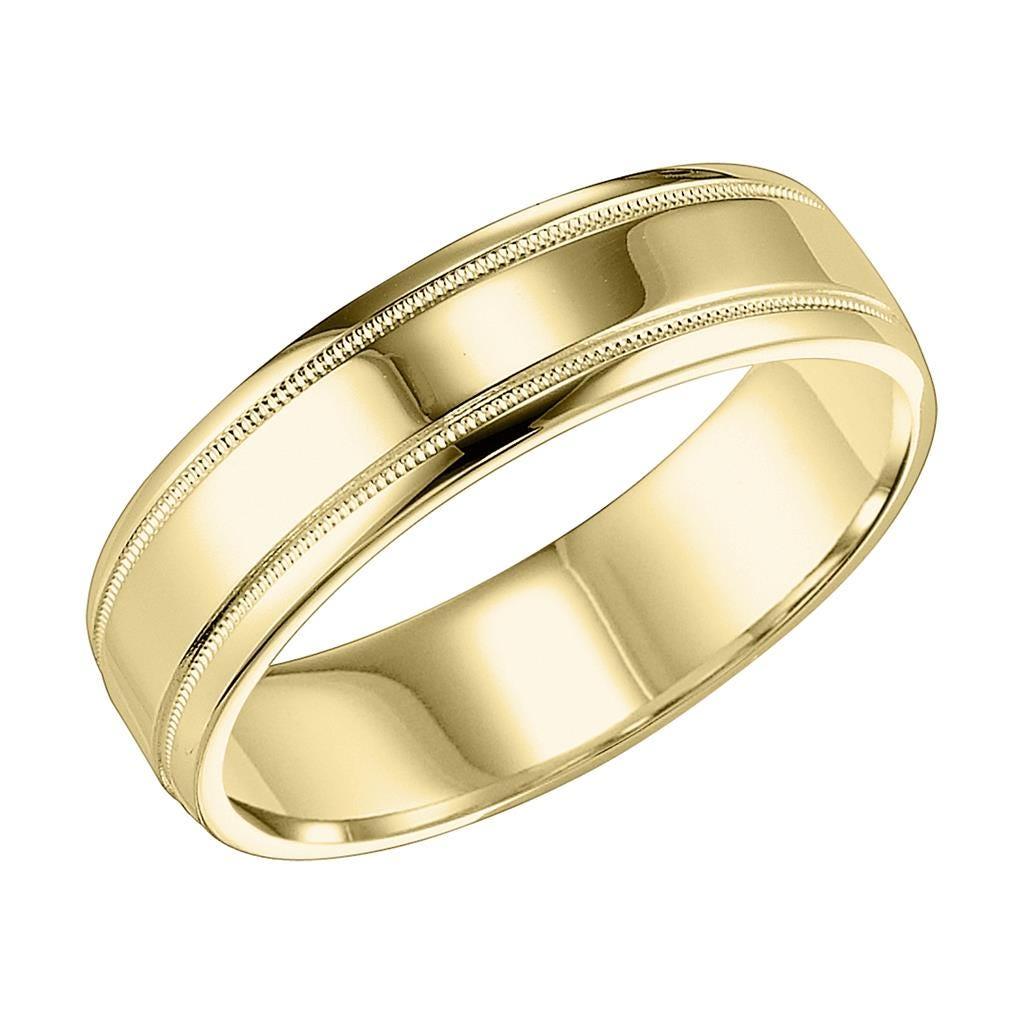 14k Yellow Gold Women’s Polished Wedding Band with Milgrain Accents - 4mm - 8mm