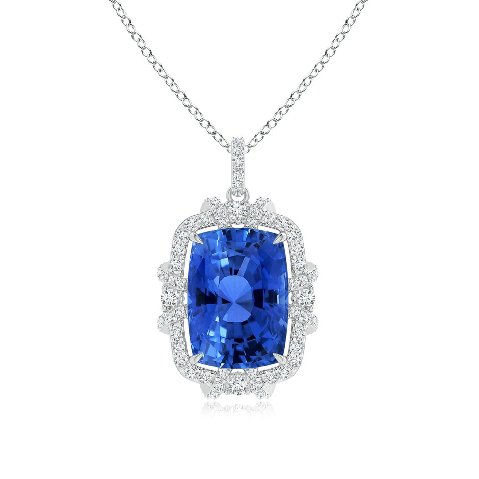 Vintage Style GIA Certified Blue Sapphire Halo Pendant
