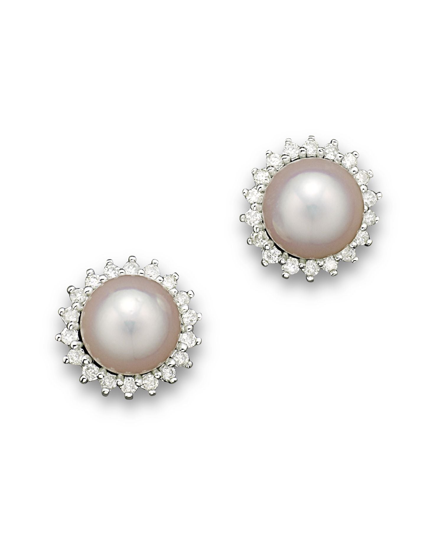 Cultured Akoya Pearl Stud Earrings with Diamonds in 14K White Gold, 6.5mm - Exclusive