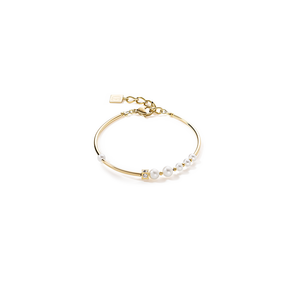 Bracelet Asymmetry Freshwater Pearls & stainless steel white-gold