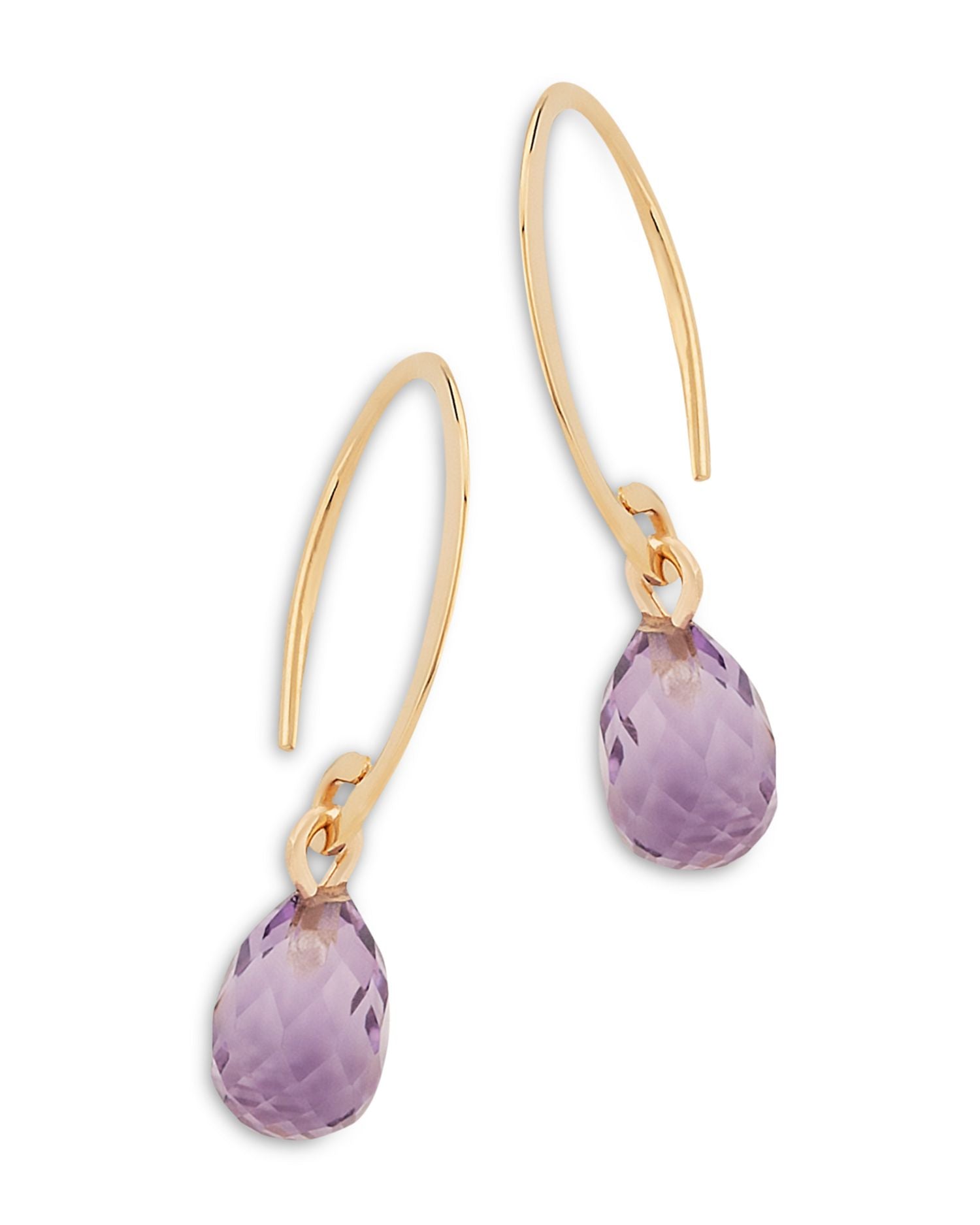 Amethyst Briolette Mini Sweep Drop Earrings in 14K Yellow Gold - Exclusive