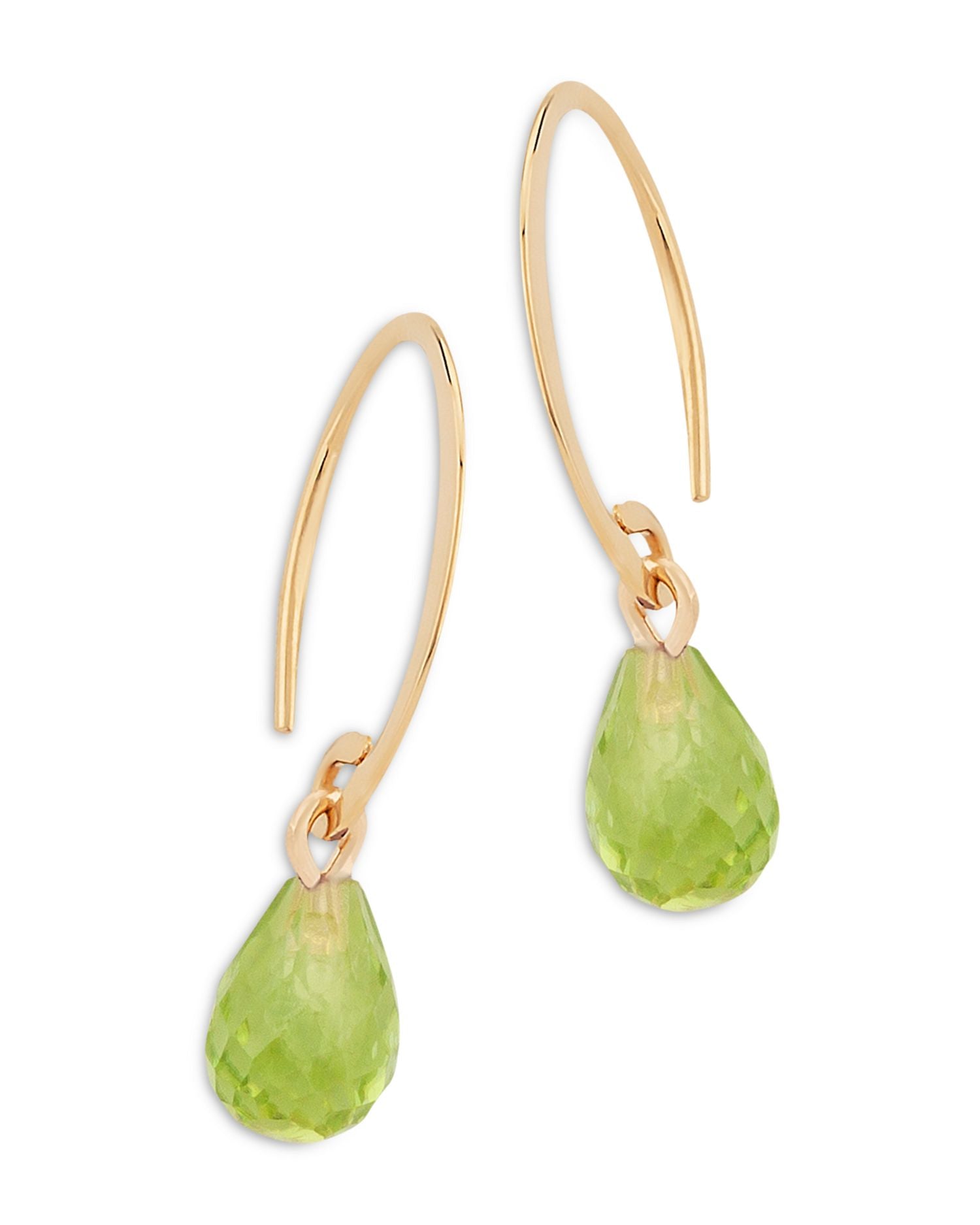 Peridot Briolette Mini Sweep Drop Earrings in 14K Yellow Gold - Exclusive